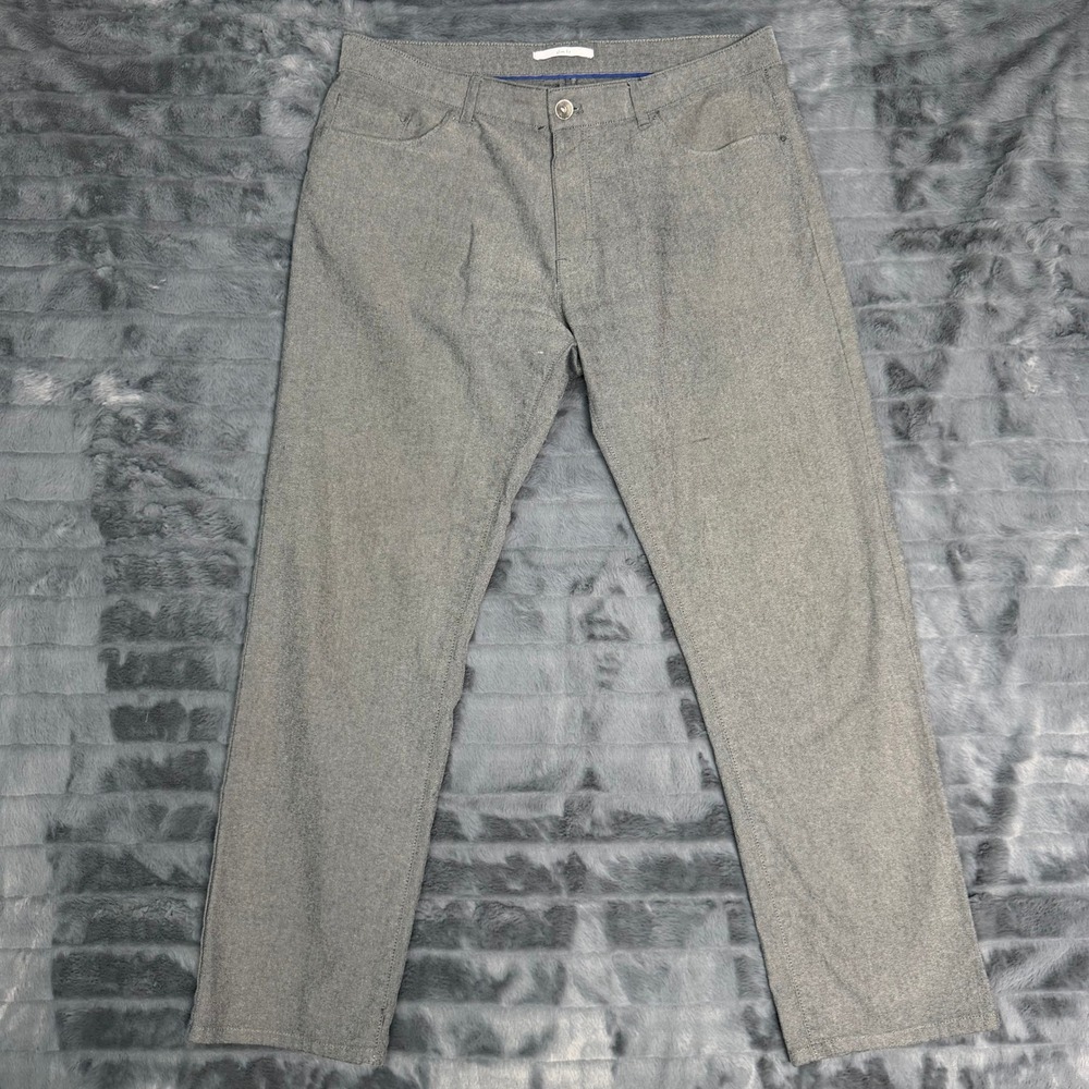 Calvin Klein Slim Fit Pants Mens 34x30 Grey Textured 5-Pocket Stretch Trousers
